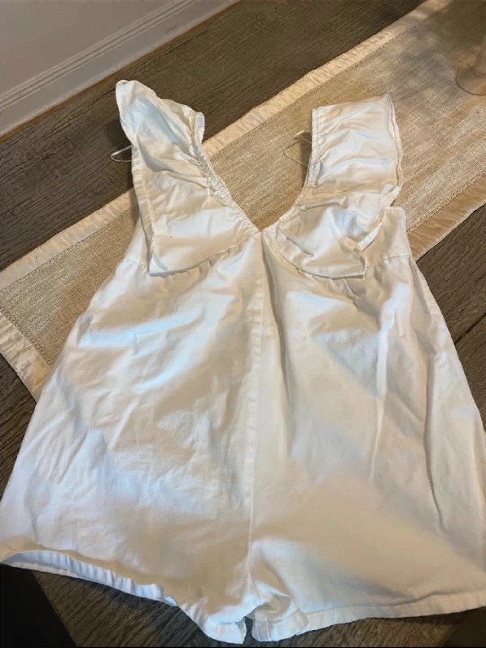 Women's White V-Neck Day and Moon Romper with pockets